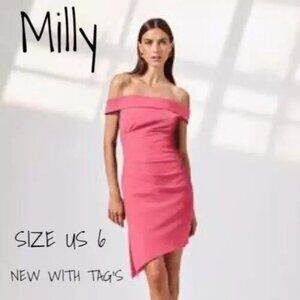 Milly Off-the-Shoulder Pink Dress for Women, Size 6, New with Tags